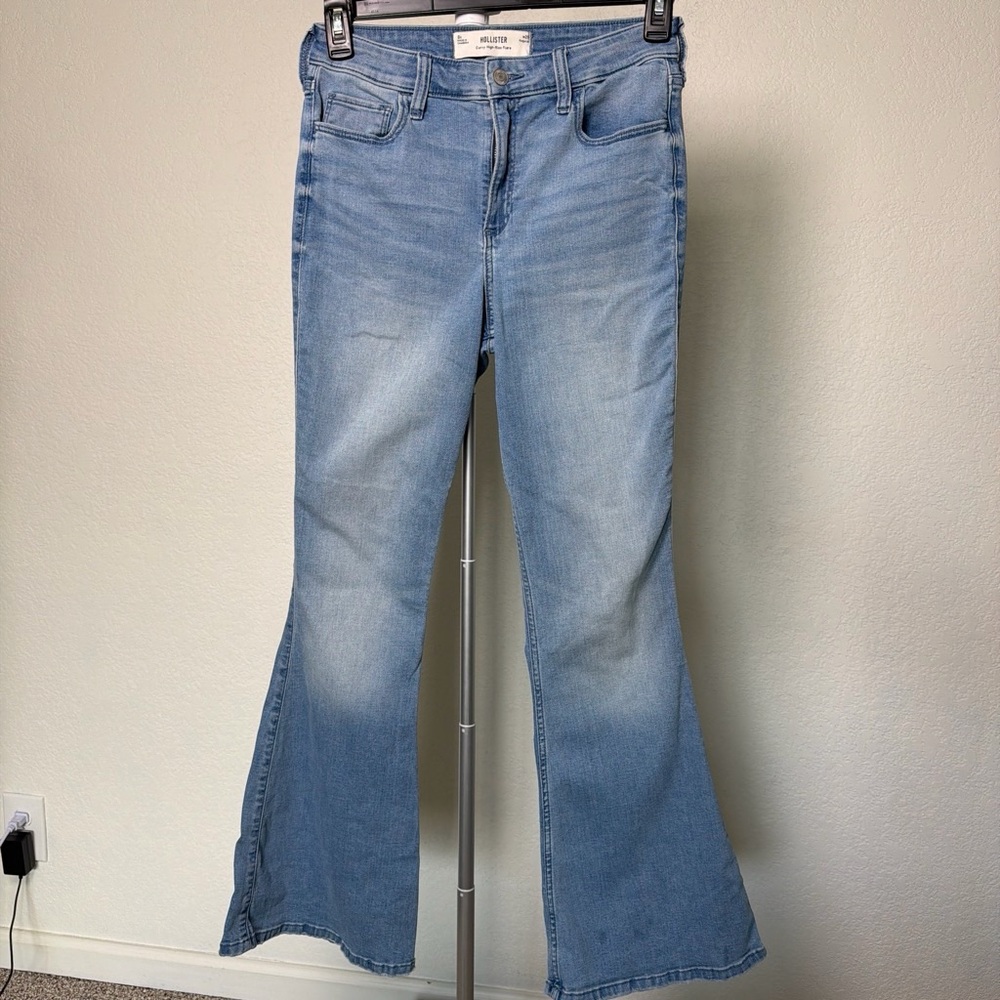 Hollister Light Blue Flared Wide-Leg Jeans